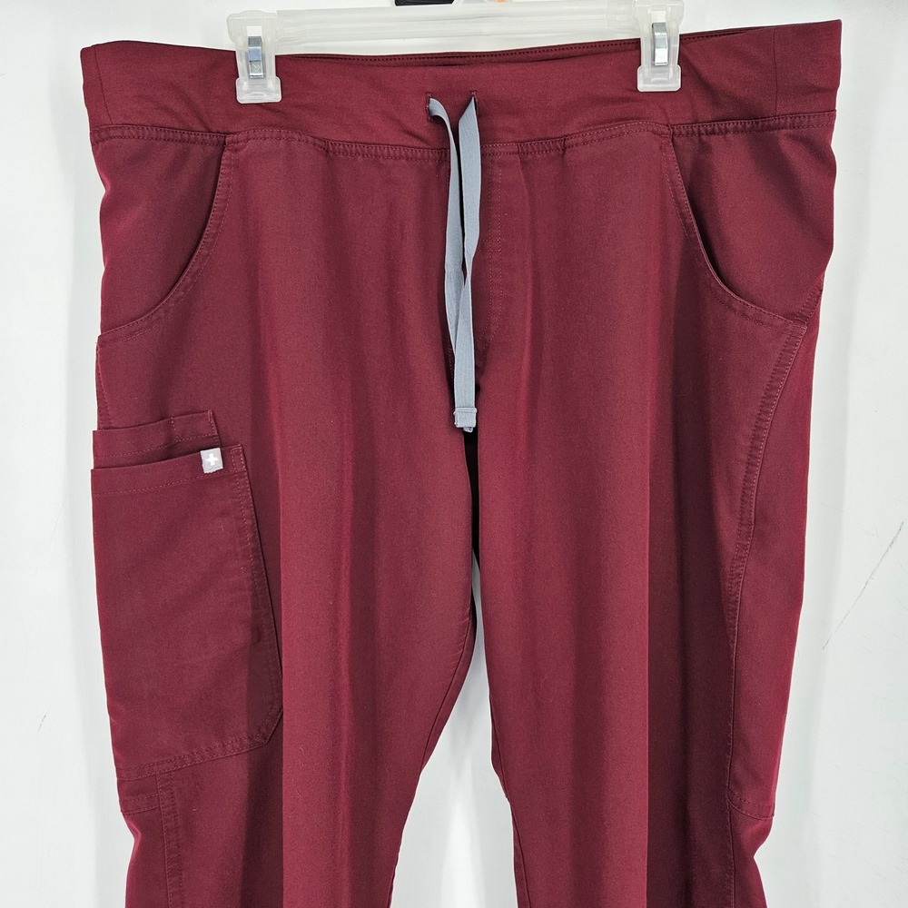 Figs Scrub Pants Womens Extra Large Petite Kade Cargo Pockets Medical Burgundy - Picture 2 of 9